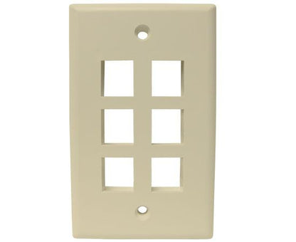 MIG+ Wall Plates, High Density 1, 2, 3, 4, & 6 Ports - Almond, Ivory, White, Black