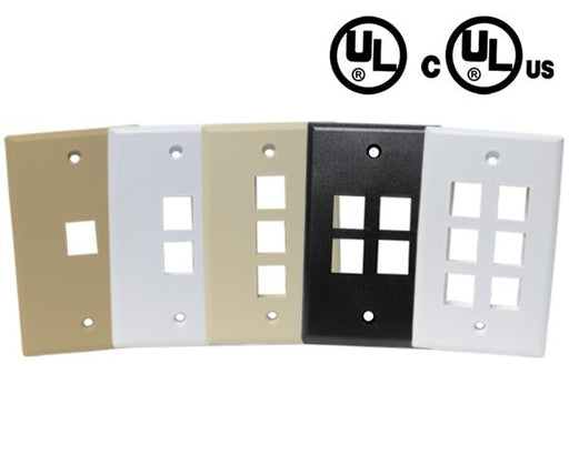 MIG+ Wall Plates, High Density 1, 2, 3, 4, & 6 Ports - Almond, Ivory, White, Black