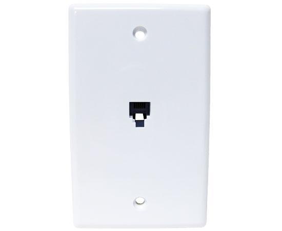 RJ11 Modular Wall Plate With Telephone Jack, 1 Port, 4 Conductor, Flush Mount - White & Ivory