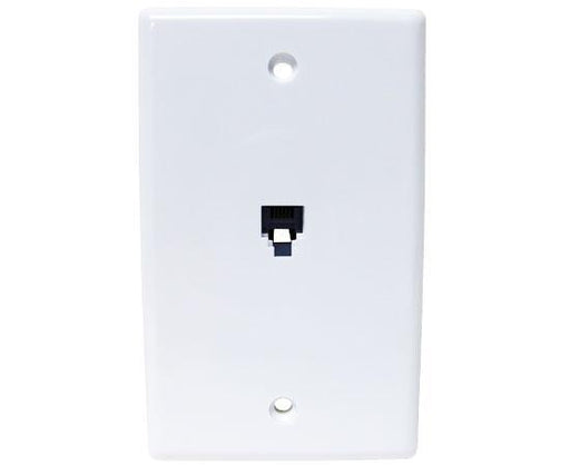 RJ11 Modular Wall Plate With Telephone Jack, 1 Port, 4 Conductor, Flush Mount - White & Ivory
